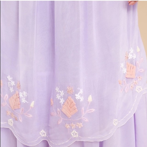 LoveShackFancy Chantelle Amethyst Floral Embroidered Romantic Maxi Dress 12 - Picture 14 of 15